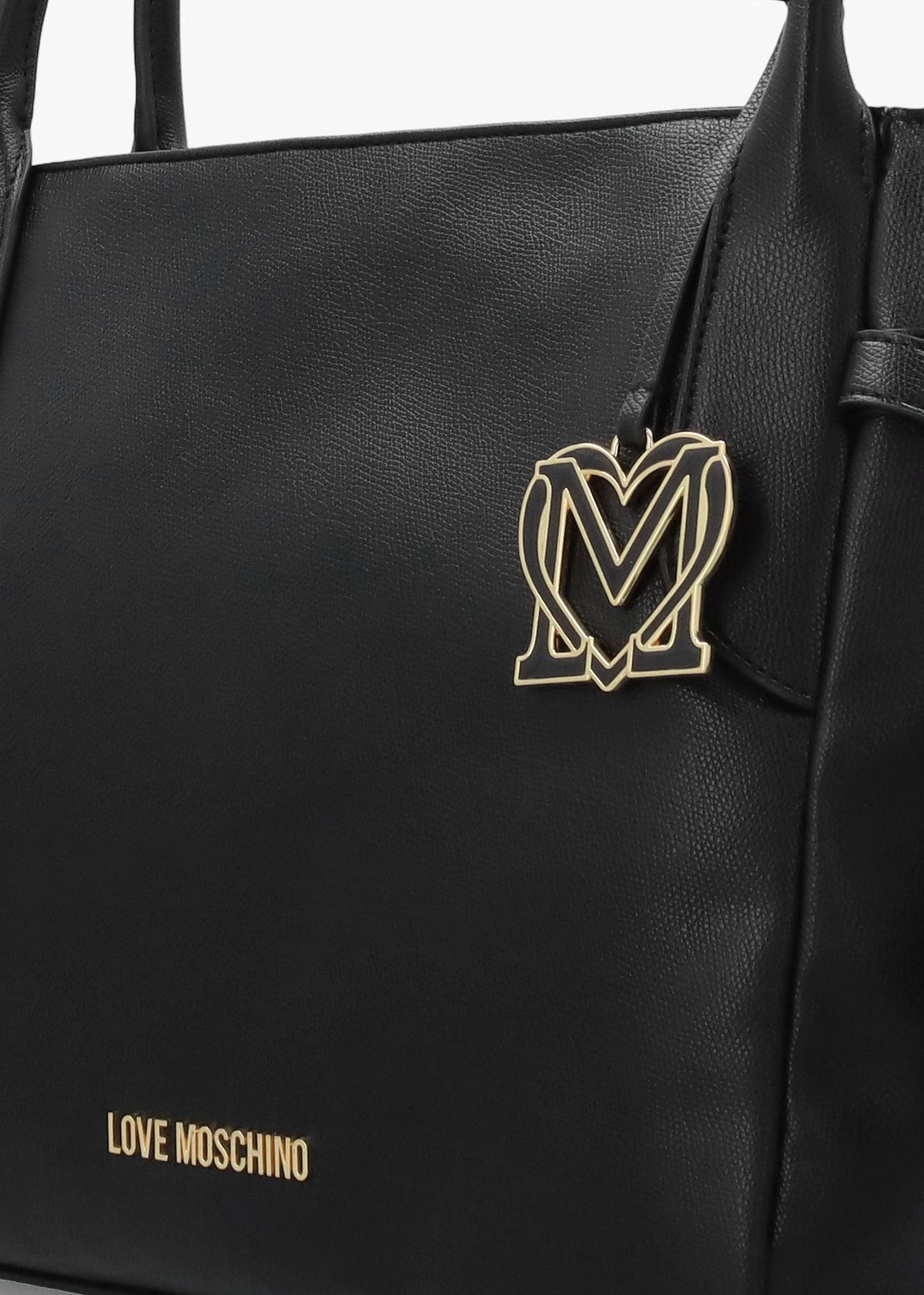 Love Moschino Black Logo Charm Shopper Bag