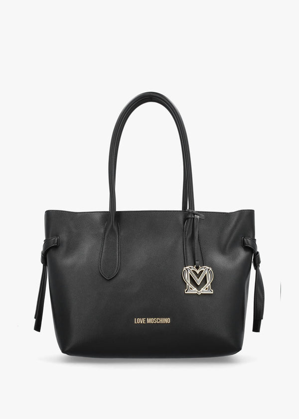 Love Moschino Black Logo Charm Tote Bag