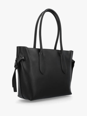 Black Logo Charm Tote Bag