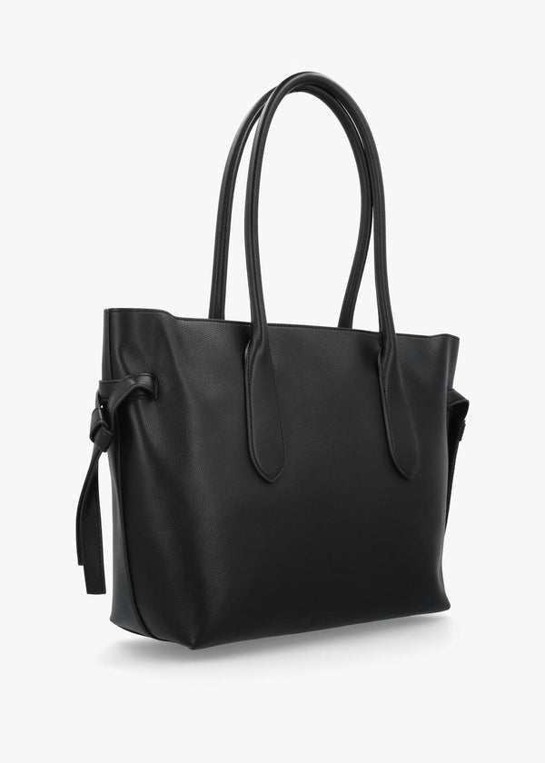 Black Logo Charm Tote Bag