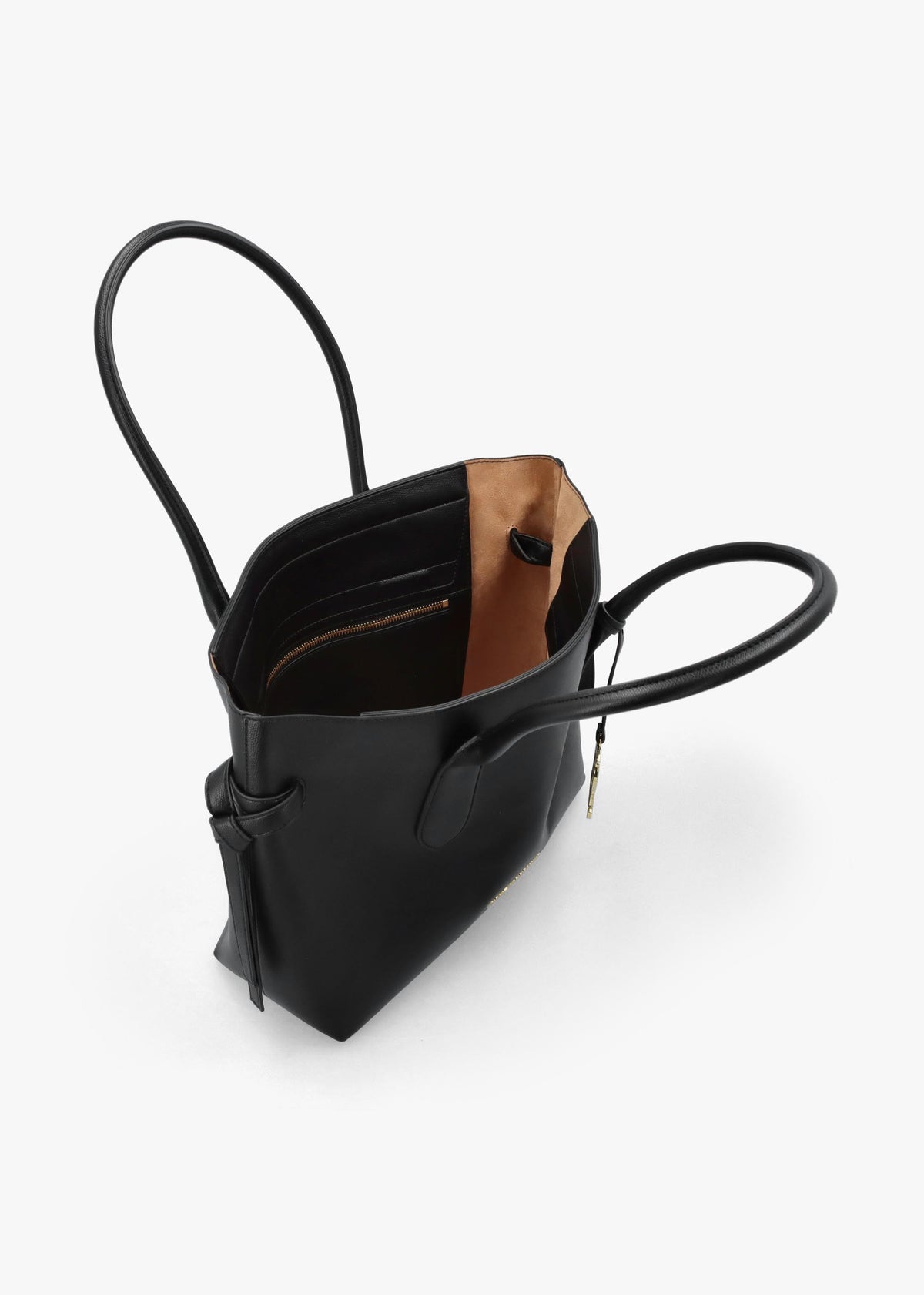 Black Logo Charm Tote Bag