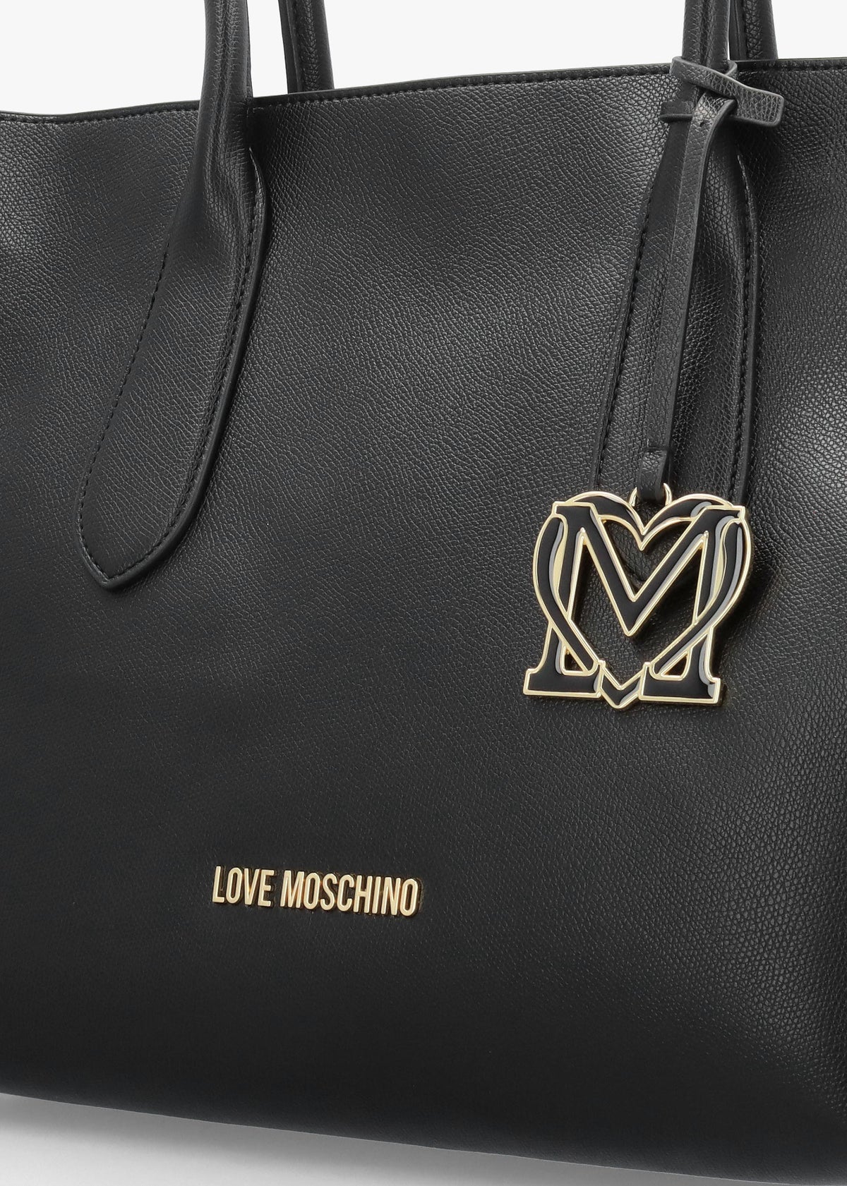 Black Logo Charm Tote Bag