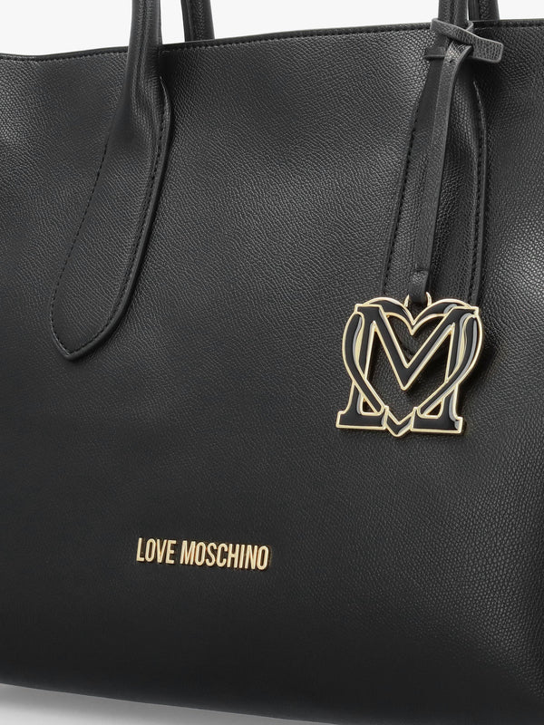 Love Moschino Black Logo Charm Tote Bag