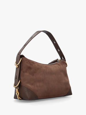Love Moschino Brown Suedette Top Zip Shoulder Bag