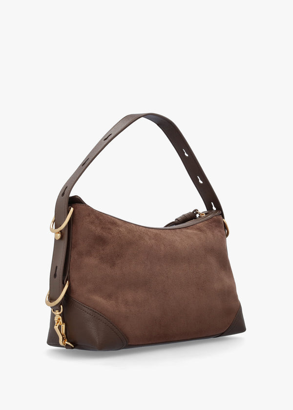 Love Moschino Brown Suedette Top Zip Shoulder Bag