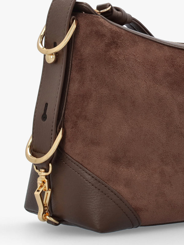 Love Moschino Brown Suedette Top Zip Shoulder Bag