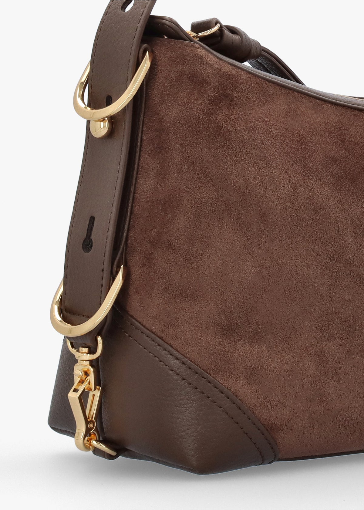 Love Moschino Brown Suedette Top Zip Shoulder Bag