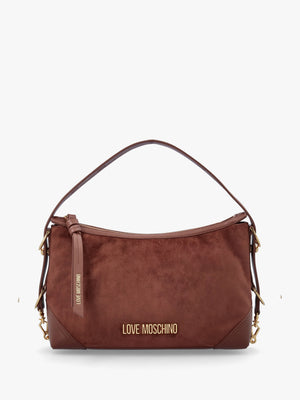 Love Moschino Tan Suedette Top Zip Shoulder Bag