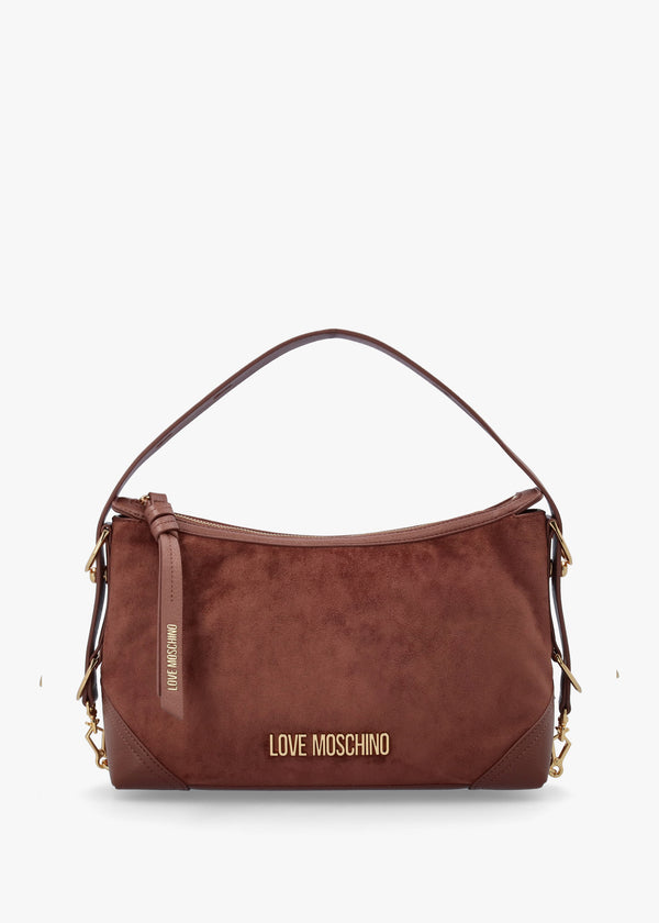 Love Moschino Tan Suedette Top Zip Shoulder Bag