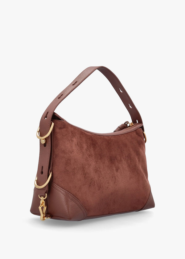 Love Moschino Tan Suedette Top Zip Shoulder Bag