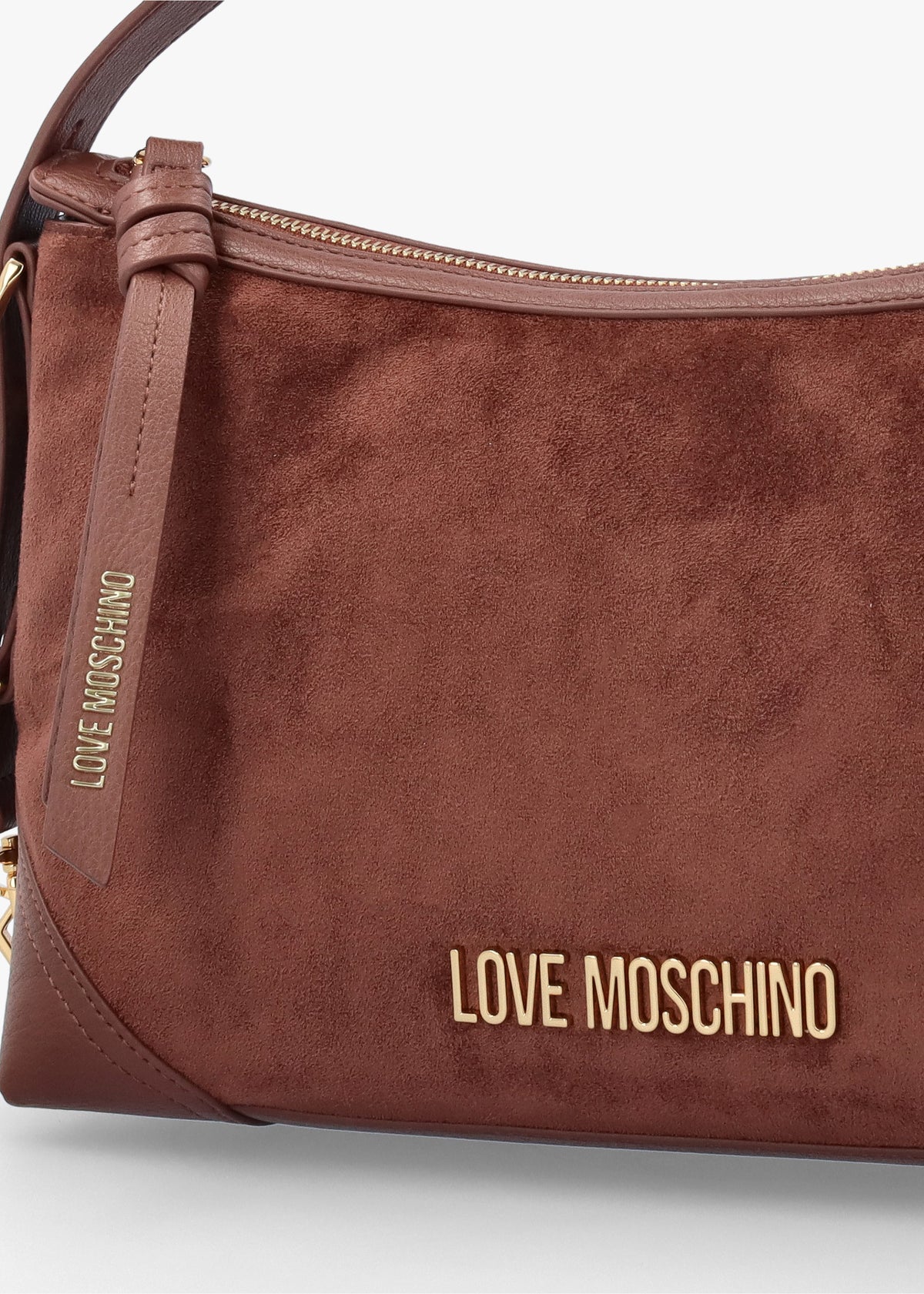 Love Moschino Tan Suedette Top Zip Shoulder Bag