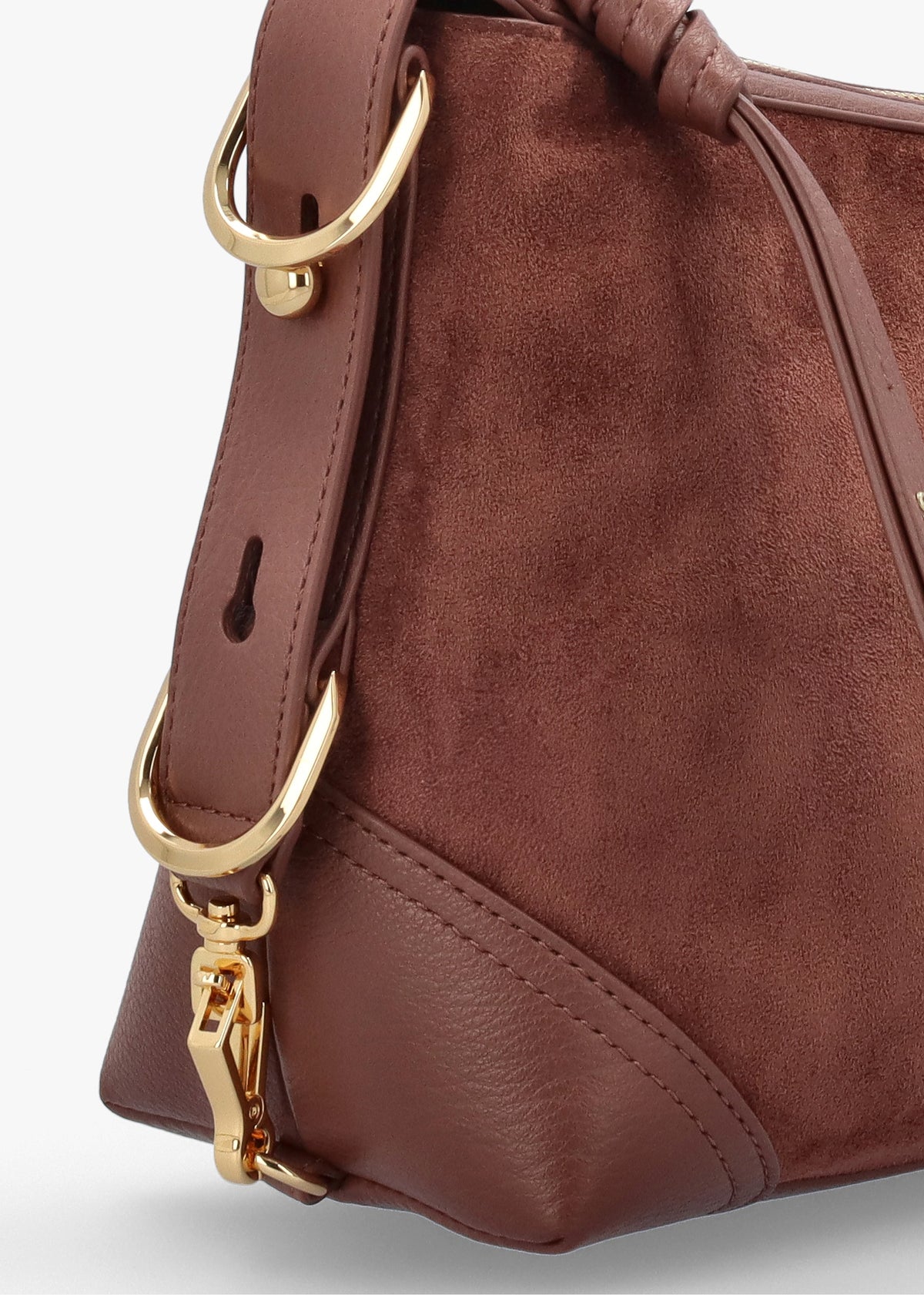 Love Moschino Tan Suedette Top Zip Shoulder Bag