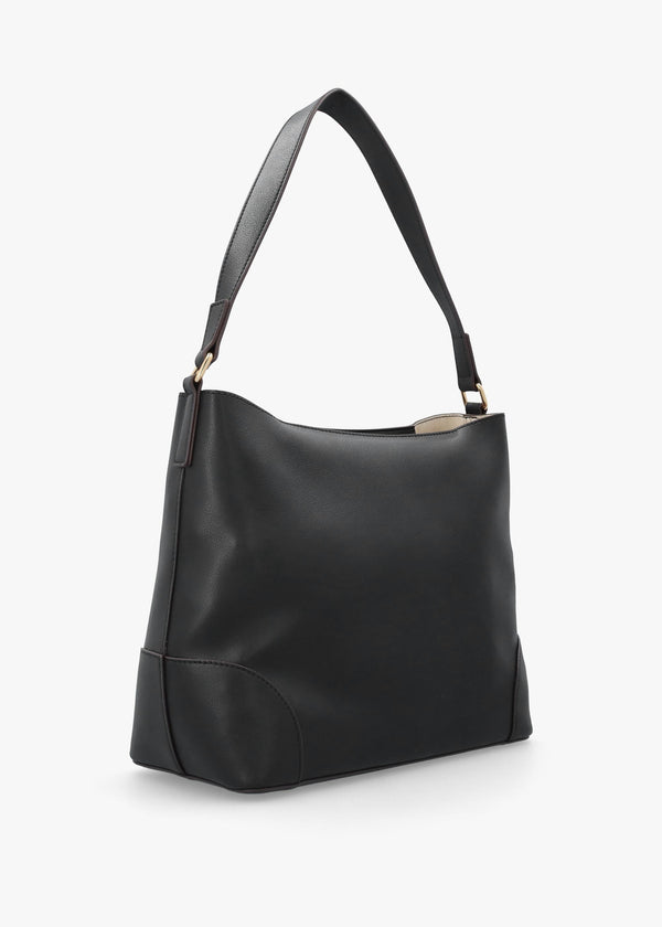 Black Recycled Leather Shopper Bag