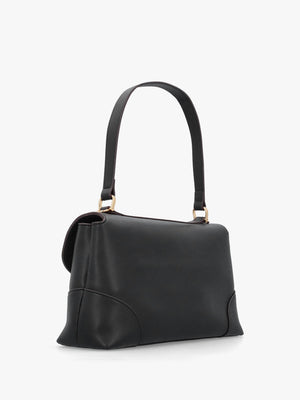 Love Moschino Black Recycled Leather Flapover Shoulder Bag
