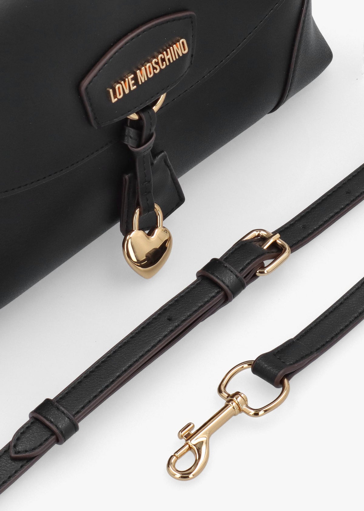 Black Recycled Leather Flapover Shoulder Bag