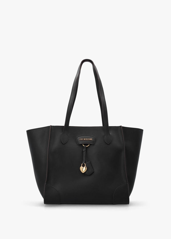 Love Moschino Black Recycled Leather Hobo Bag