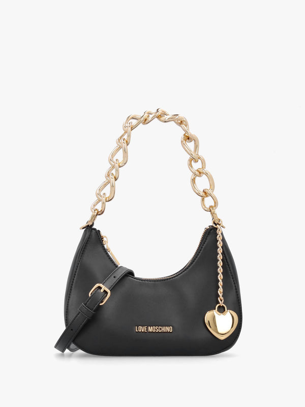 Love Moschino Black Leather Chunky Chain Shoulder Bag