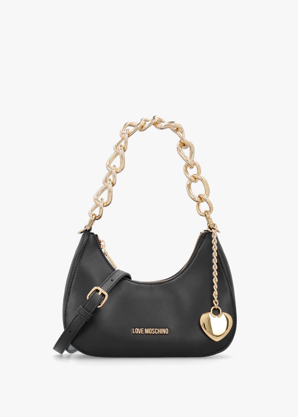 Love Moschino Black Leather Chunky Chain Shoulder Bag