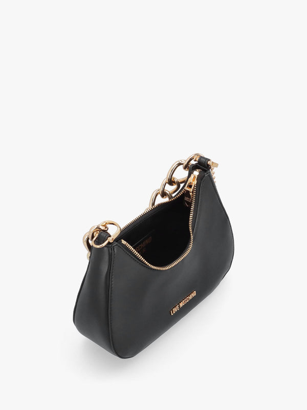 Love Moschino Black Leather Chunky Chain Shoulder Bag