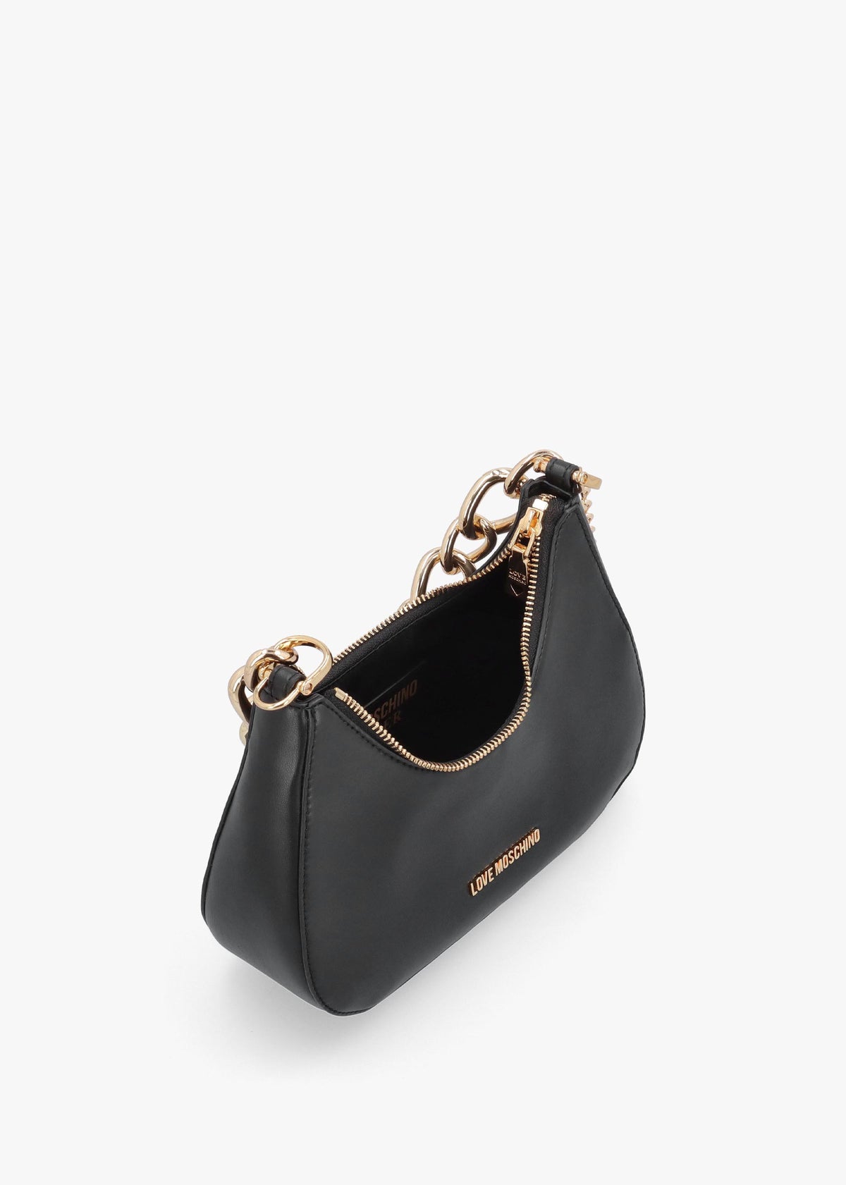 Love Moschino Black Leather Chunky Chain Shoulder Bag