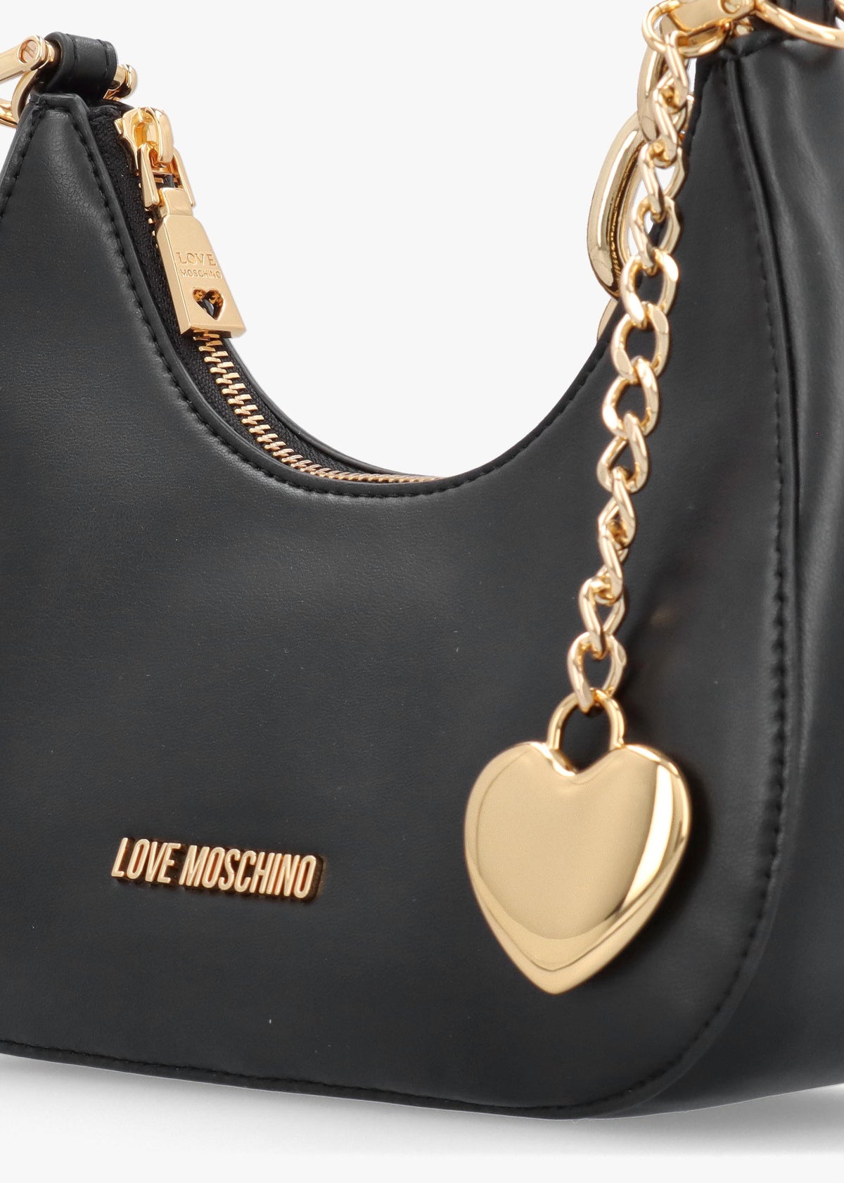 Black Leather Chunky Chain Shoulder Bag