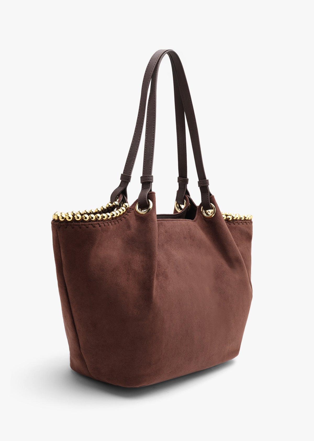Love Moschino Gold Bead Brown Shopper Tote Bag