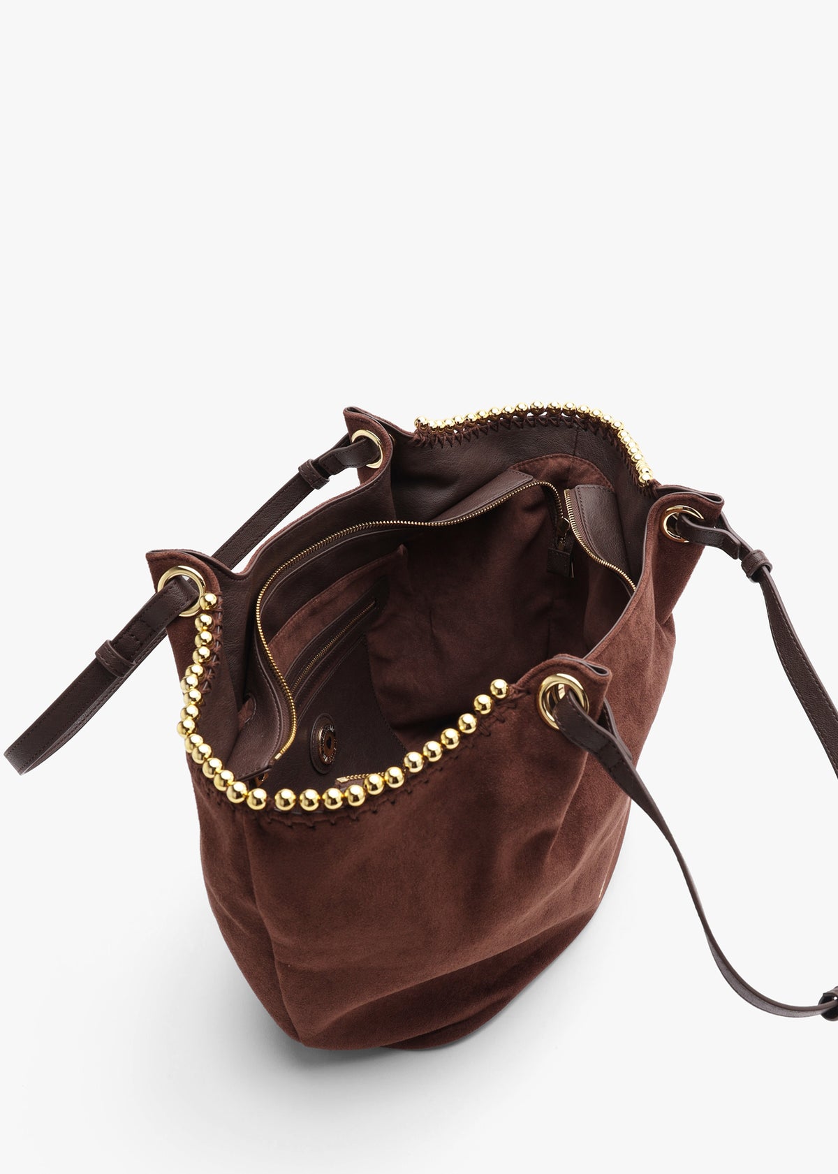Love Moschino Gold Bead Brown Shopper Tote Bag