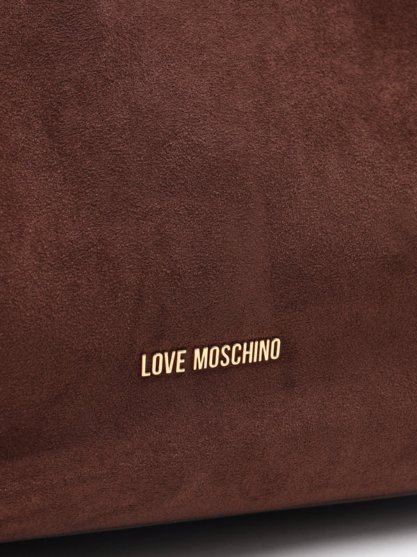 Love Moschino Gold Bead Brown Shopper Tote Bag