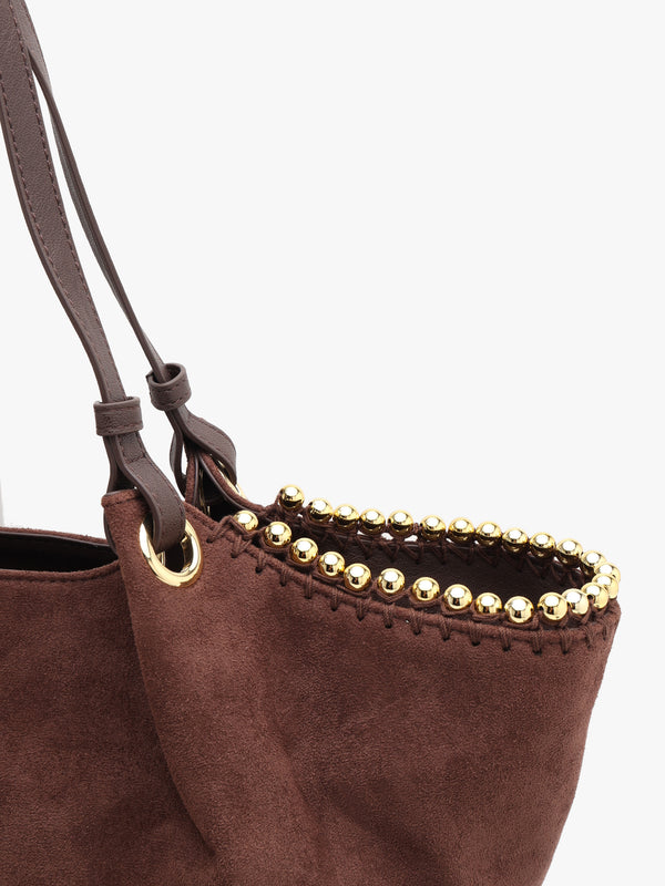 Love Moschino Gold Bead Brown Shopper Tote Bag
