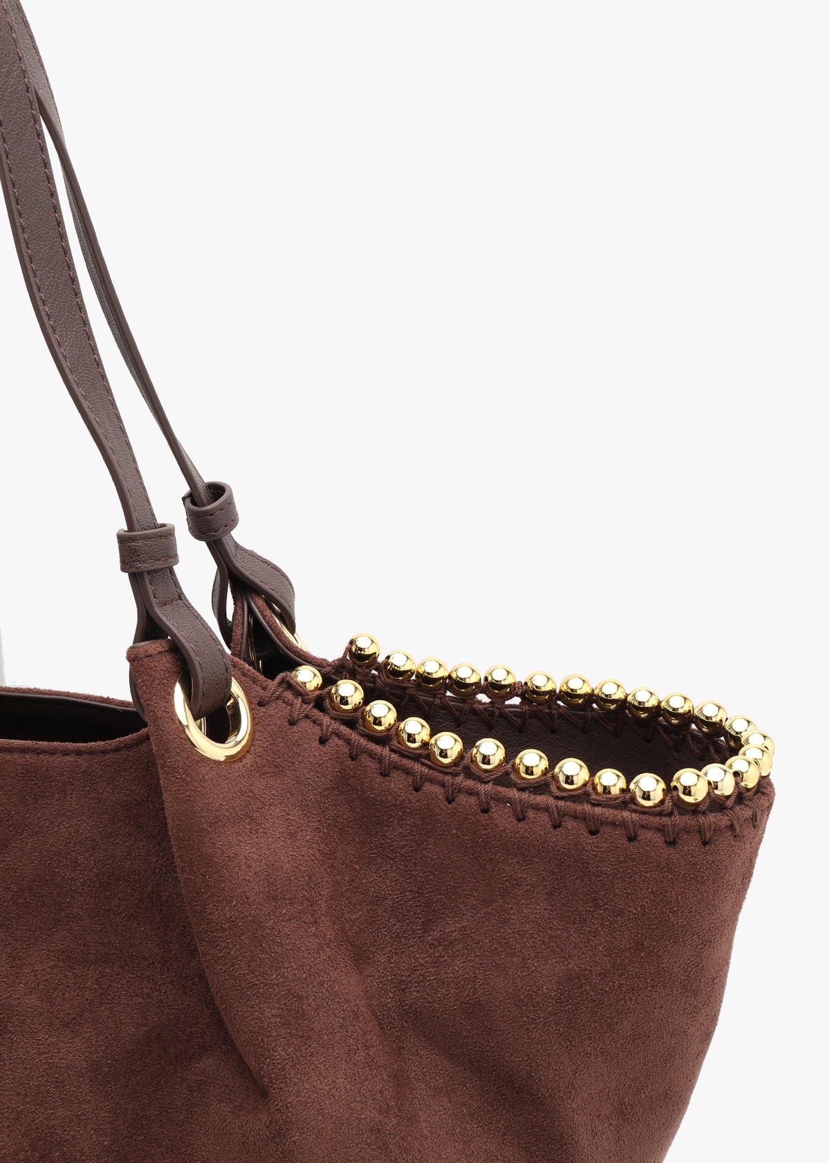 Love Moschino Gold Bead Brown Shopper Tote Bag