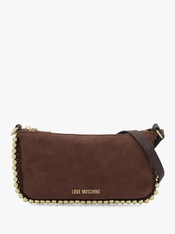 Love Moschino Small Gold Bead Brown Shoulder Bag