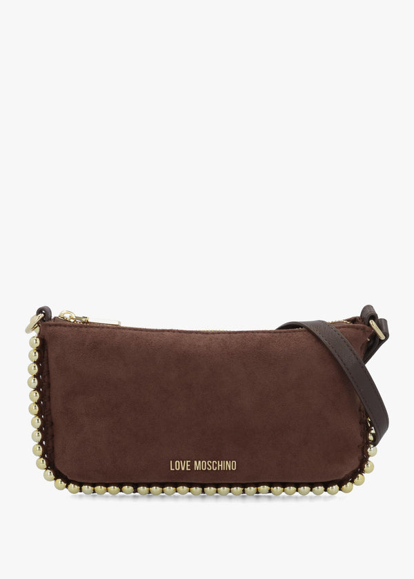 Love Moschino Small Gold Bead Brown Shoulder Bag