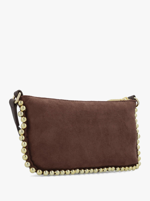 Love Moschino Small Gold Bead Brown Shoulder Bag