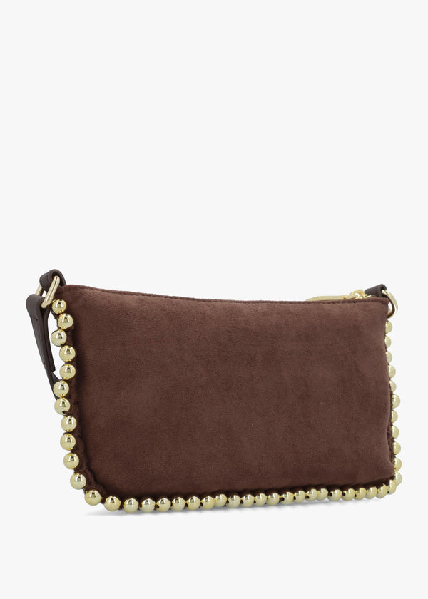 Love Moschino Small Gold Bead Brown Shoulder Bag
