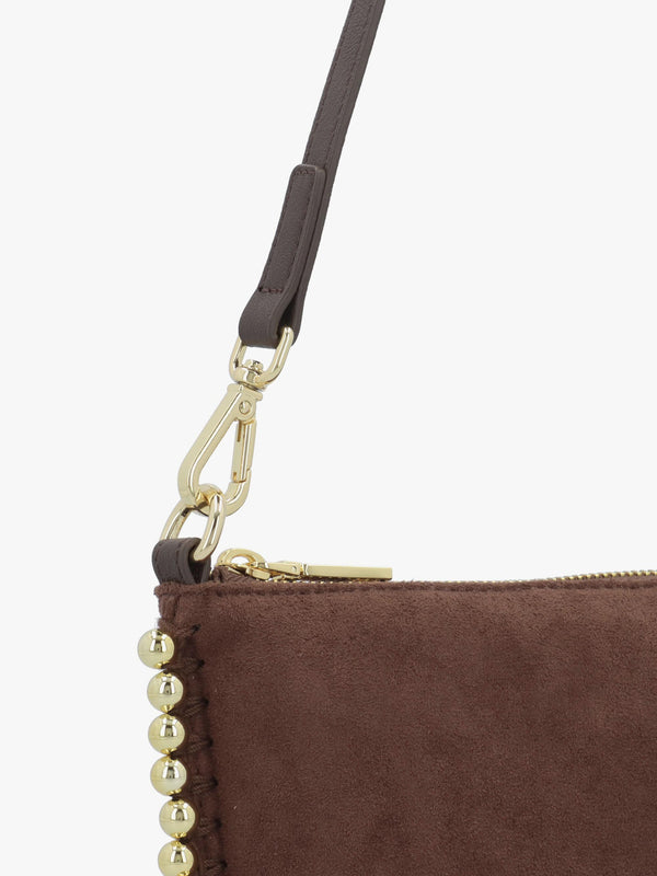 Love Moschino Small Gold Bead Brown Shoulder Bag