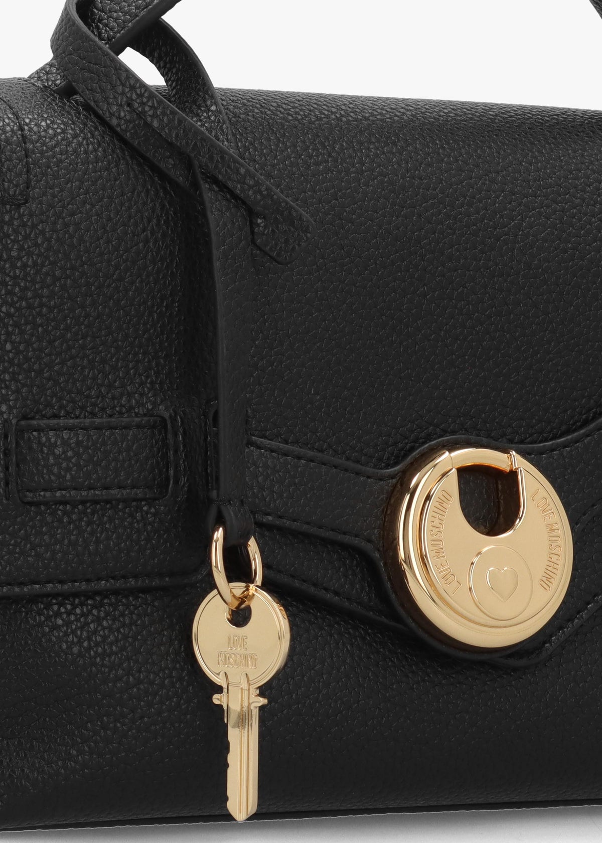 Love Moschino Padlock Black Top Handle Cross-Body Bag