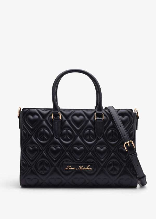 Love Moschino Peach & Love Black Tote Bag