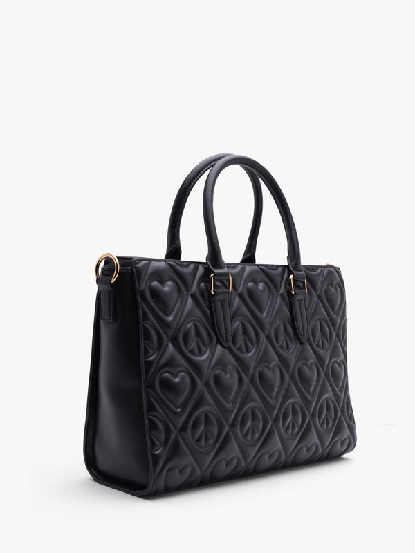 Love Moschino Peach & Love Black Tote Bag