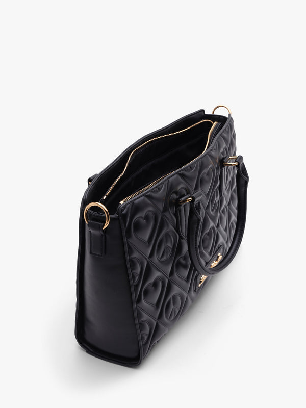 Love Moschino Peach & Love Black Tote Bag