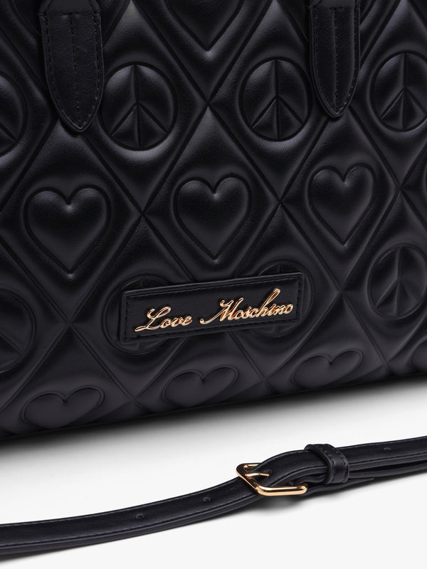 Love Moschino Peach & Love Black Tote Bag