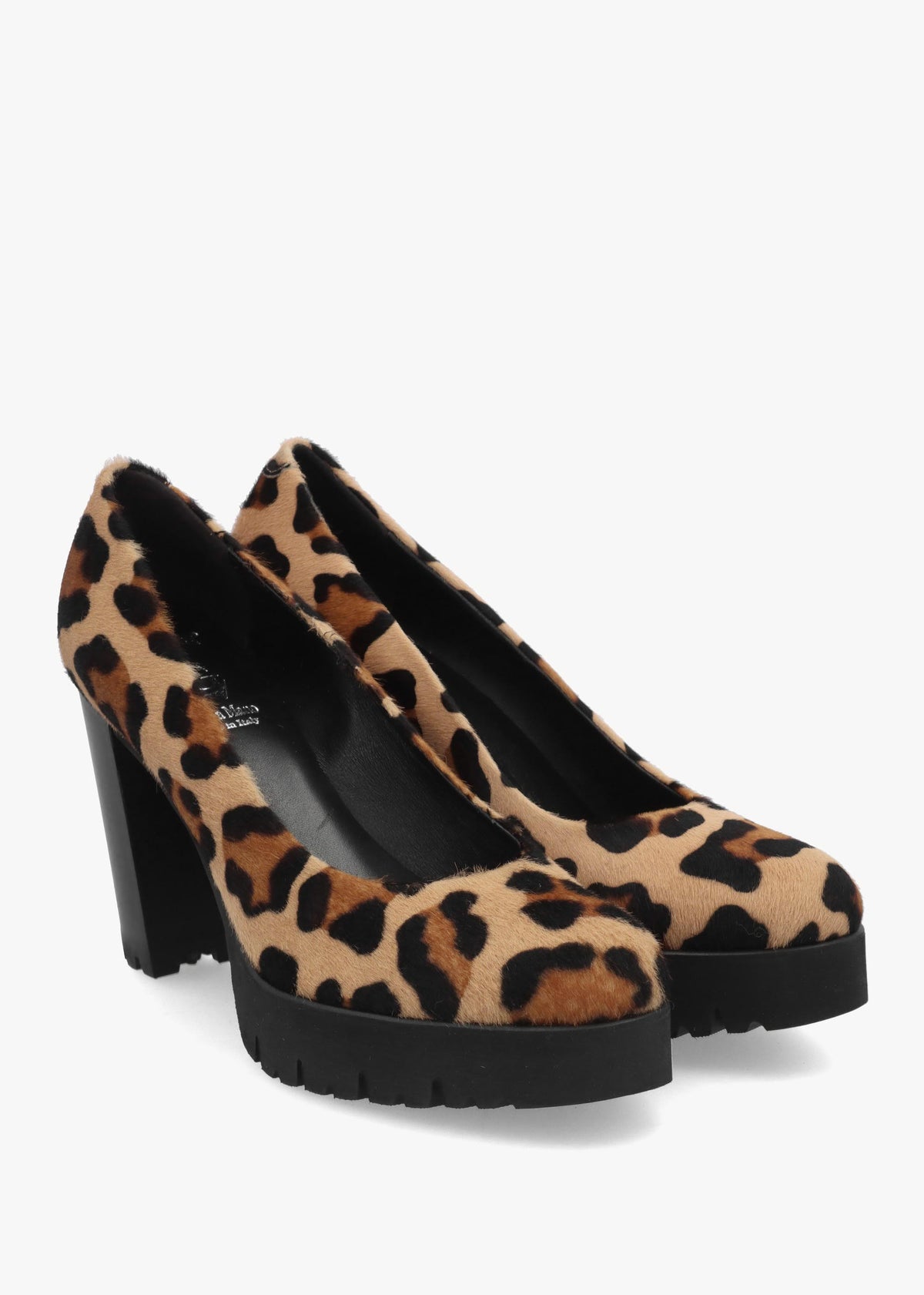 LUCA GROSSI Leopard Pony Hair Platform Court Shoes