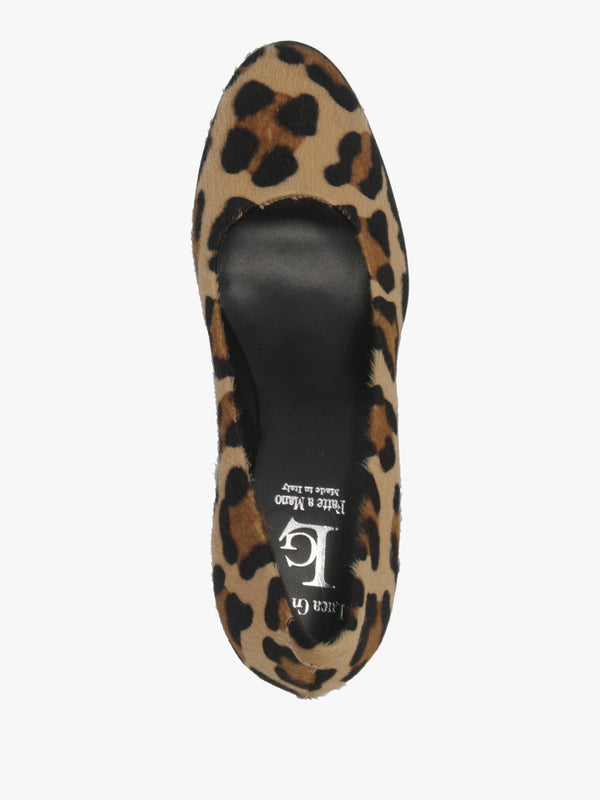 LUCA GROSSI Leopard Pony Hair Platform Court Shoes