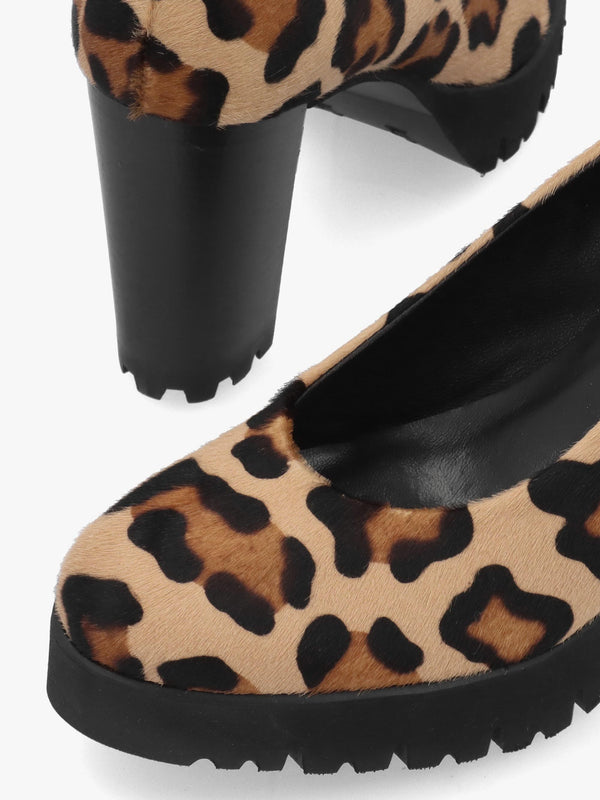 LUCA GROSSI Leopard Pony Hair Platform Court Shoes