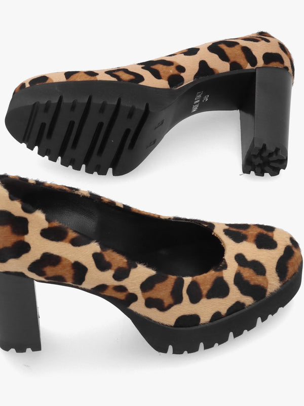 LUCA GROSSI Leopard Pony Hair Platform Court Shoes