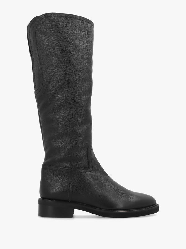 LUCA GROSSI Black Leather Flat Knee Boots