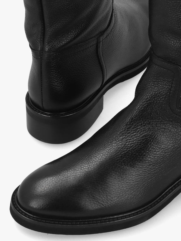 LUCA GROSSI Black Leather Flat Knee Boots
