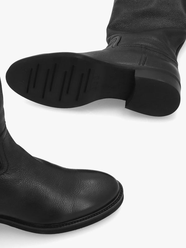 LUCA GROSSI Black Leather Flat Knee Boots