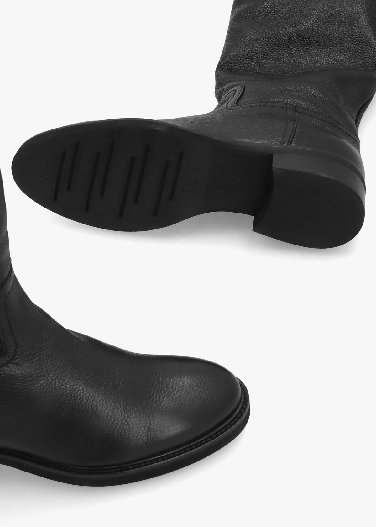 LUCA GROSSI Black Leather Flat Knee Boots