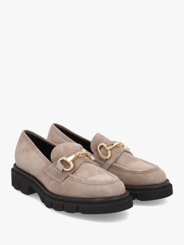 LUCA GROSSI Taupe Suede Snaffle Loafers