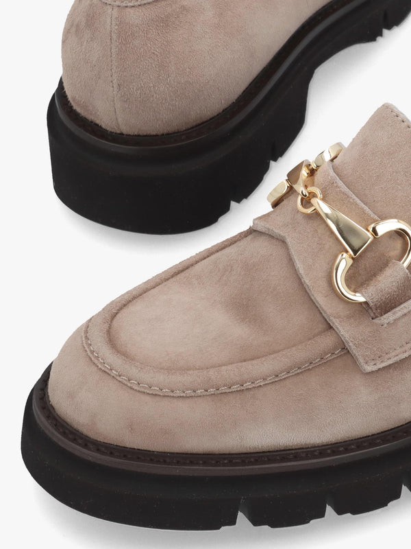 LUCA GROSSI Taupe Suede Snaffle Loafers